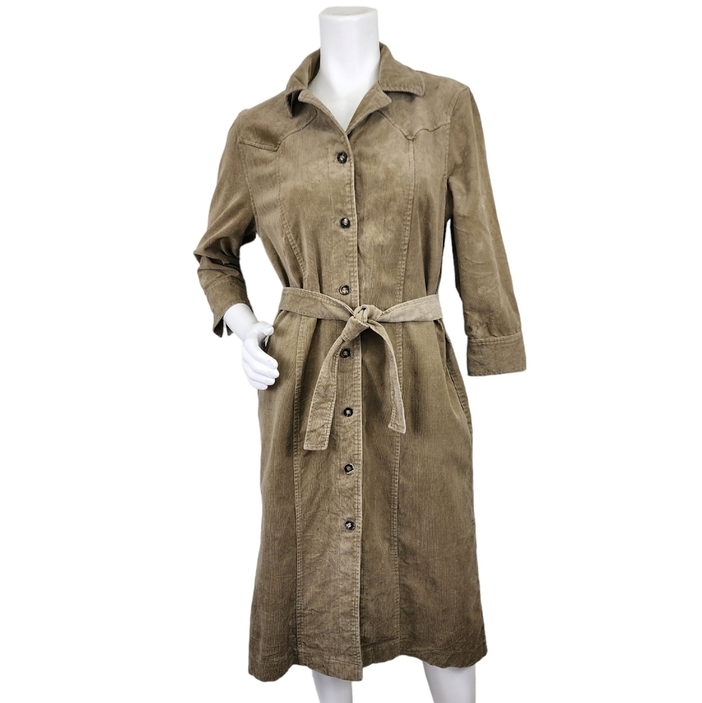 Leilei Corduroy Tan Trench Coat Size Small